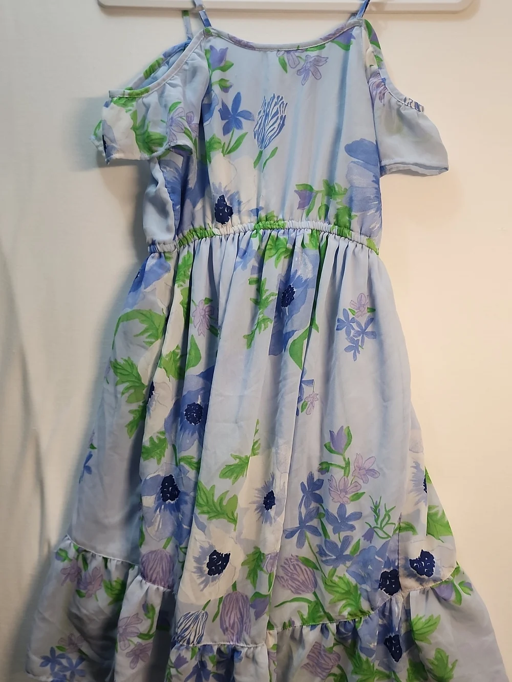 The Children's Place Girls Blue Floral Cold Shoulder Dress